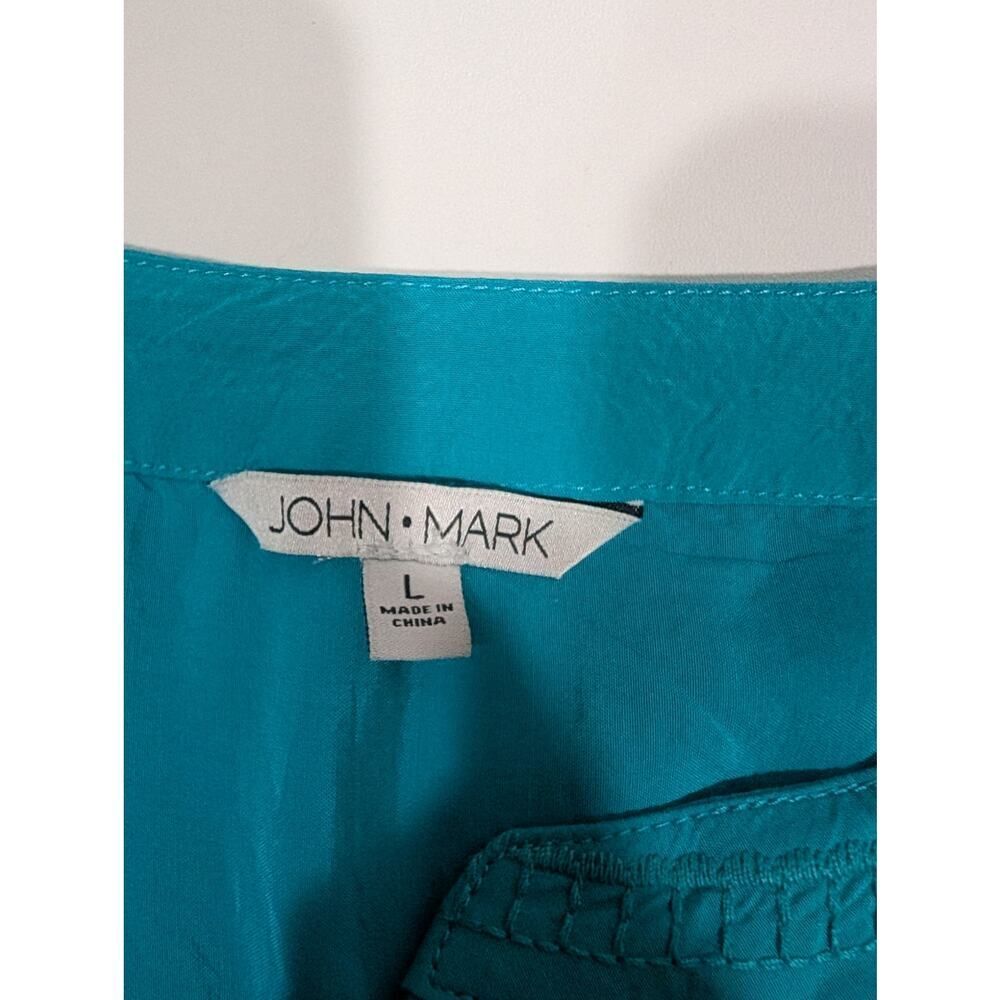 John Mark Top Womens Large Teal Embroidered Boho‎ Blouse - Picture 5 of 10